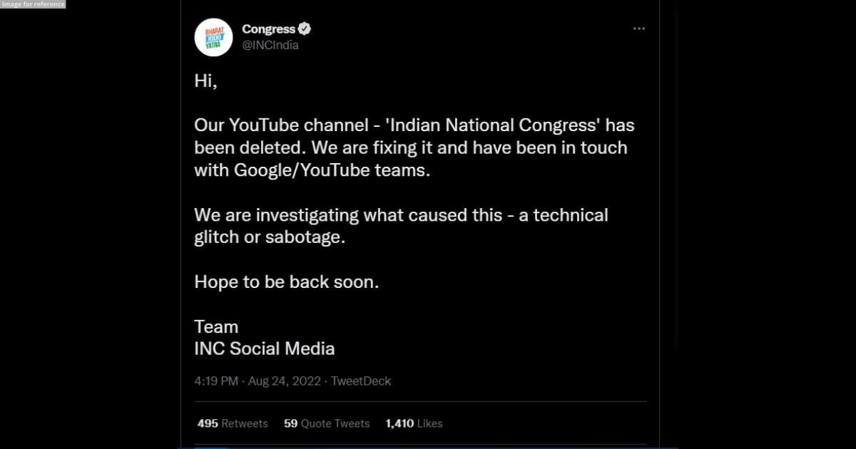 Congress YouTube channel deleted; Party Calls it 'Technical glitch or sabotage'